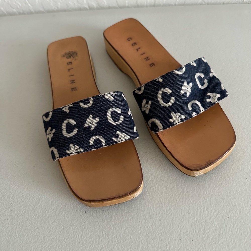 VINTAGE CELINE Mules In Blue